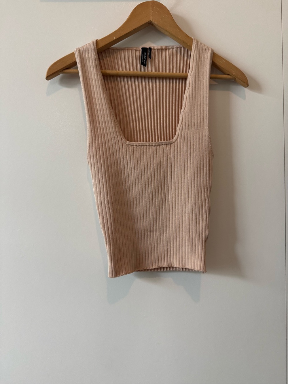 Marciano Los Angeles Ribbed Square Neck Sweater Tank Blush Pink Small